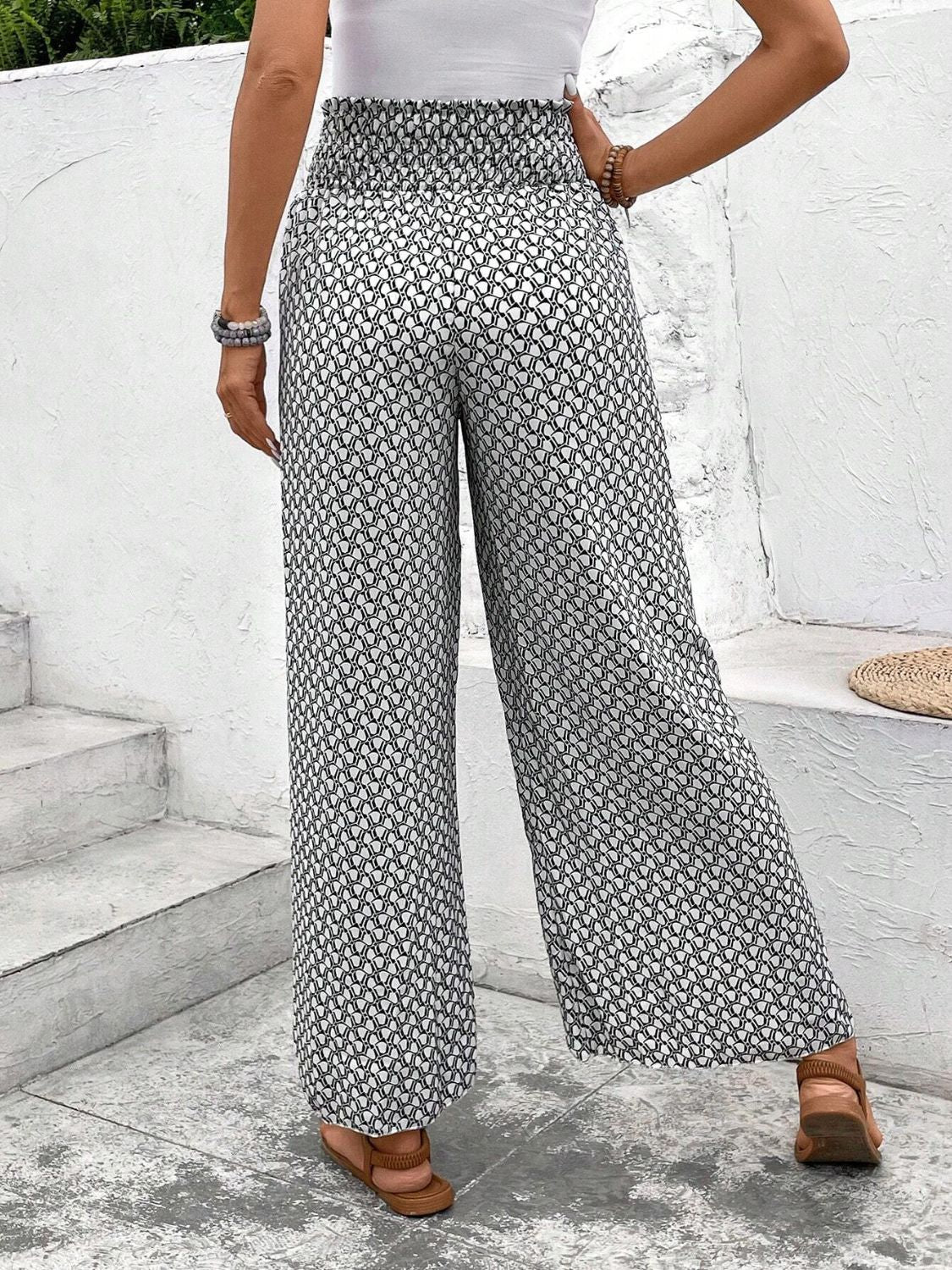 Honeybee Mumford's Tied Printed Wide Leg Pants