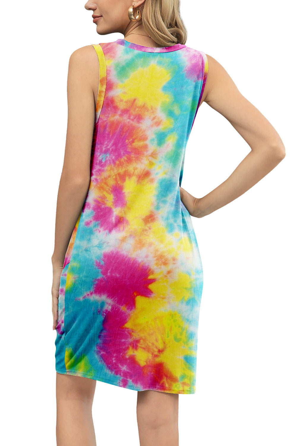 Honeybee Mumford's Tie-Dye Twisted Round Neck Sleeveless Dress