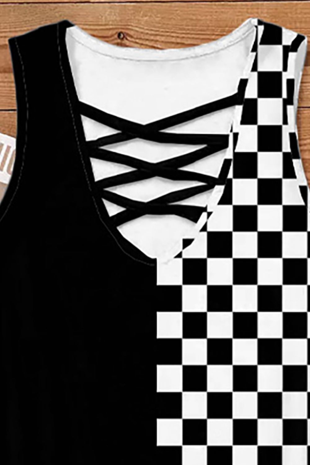 Honeybee Mumford's Crisscross Checkered Wide Strap Tank