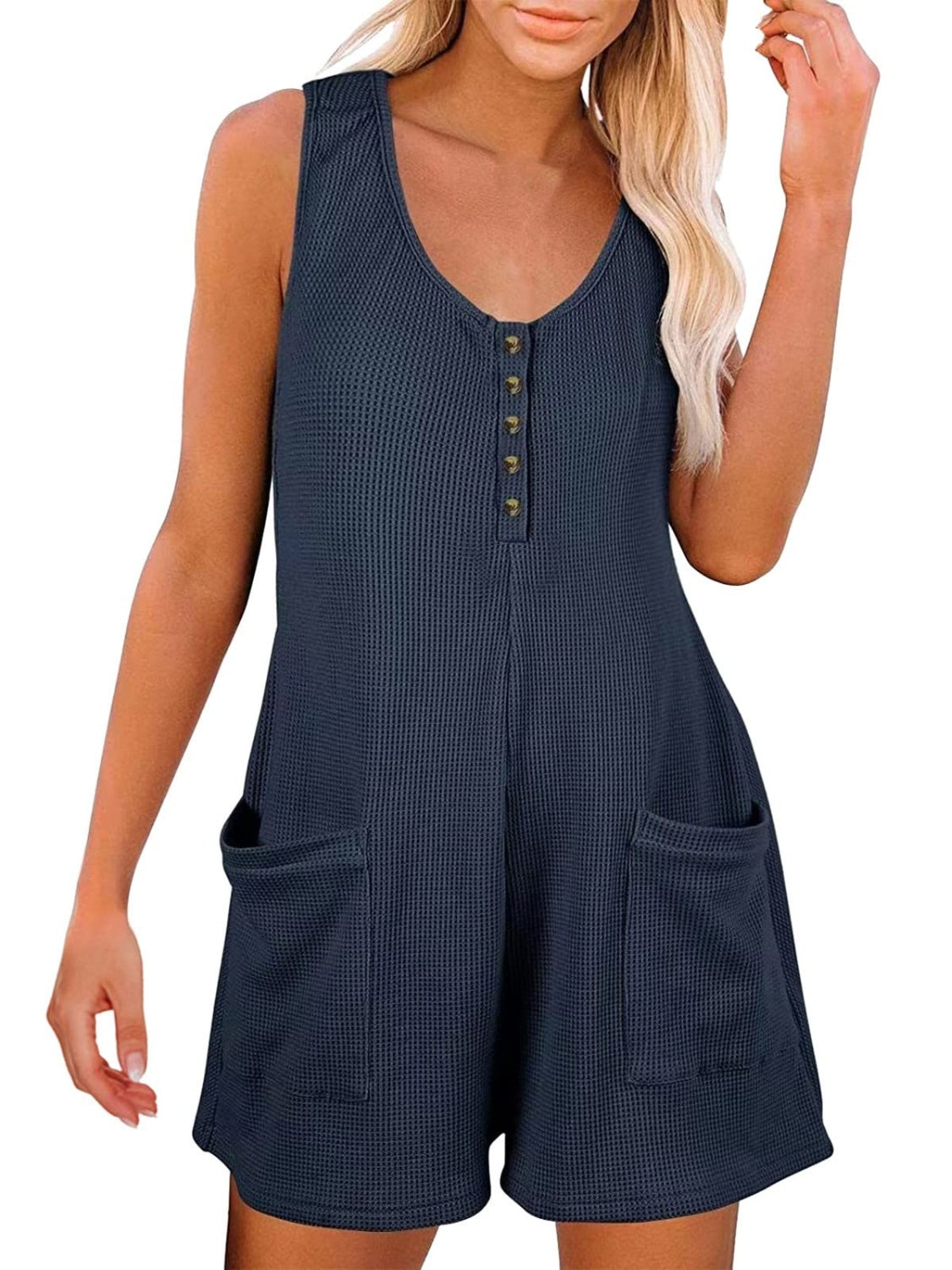 Honeybee Mumford's Full Size Pocketed Scoop Neck Sleeveless Romper