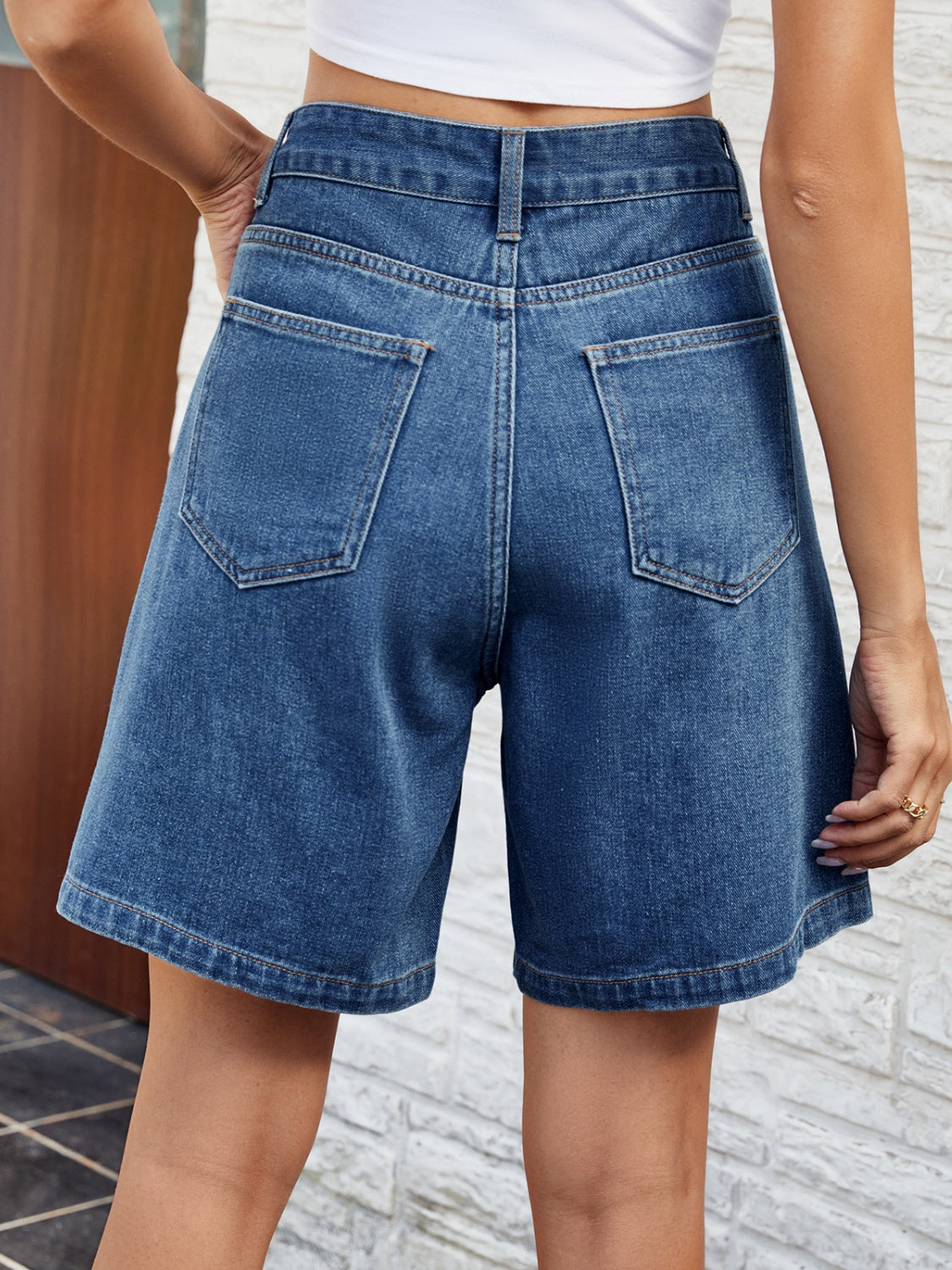 Honeybee Mumford's High Waist Denim Shorts with Pockets