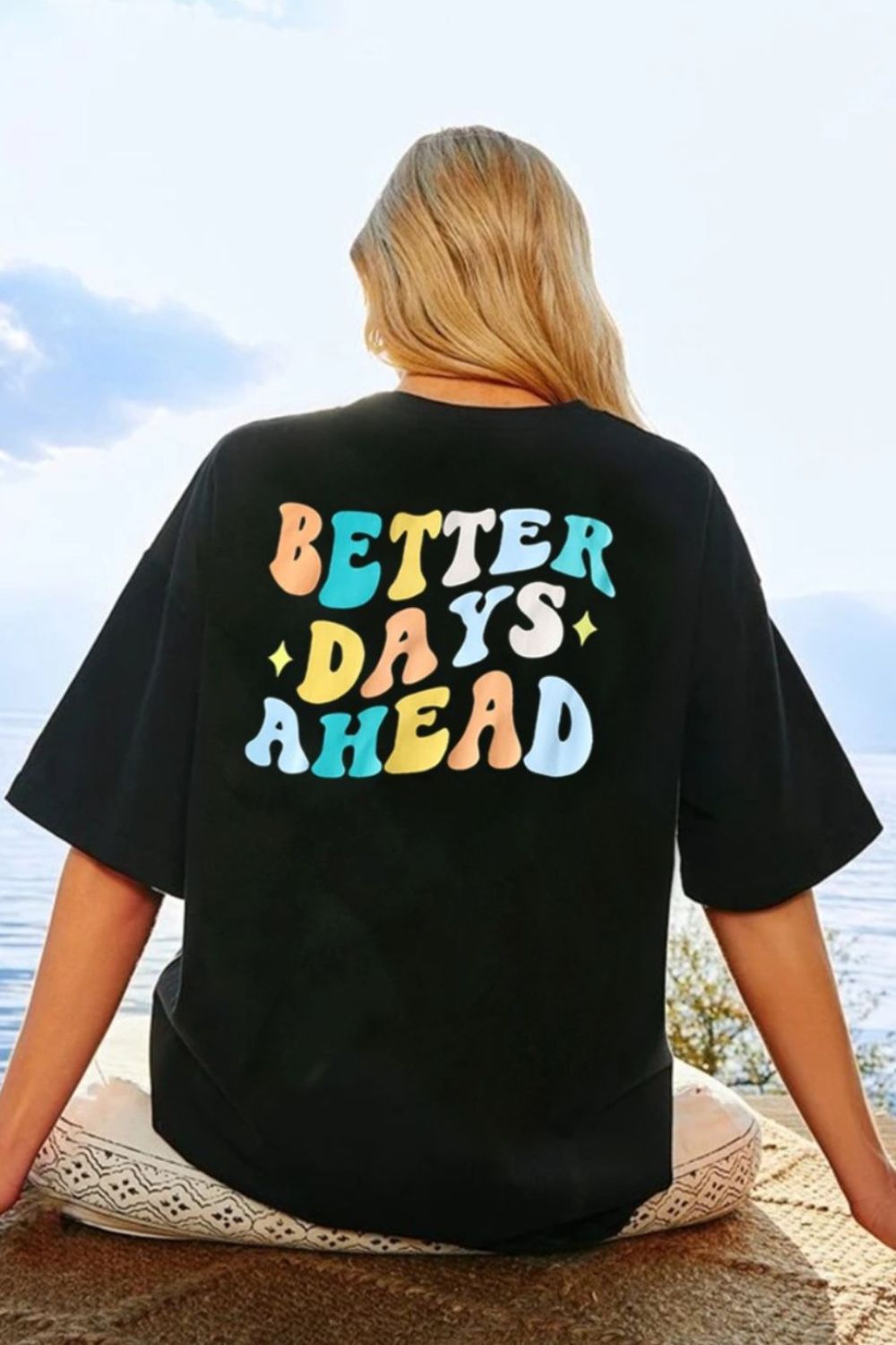 Honeybee Mumford's Graphic "BETTER DAYS AHEAD" Round Neck T-Shirt ( Black, White , Blush Pink and more)