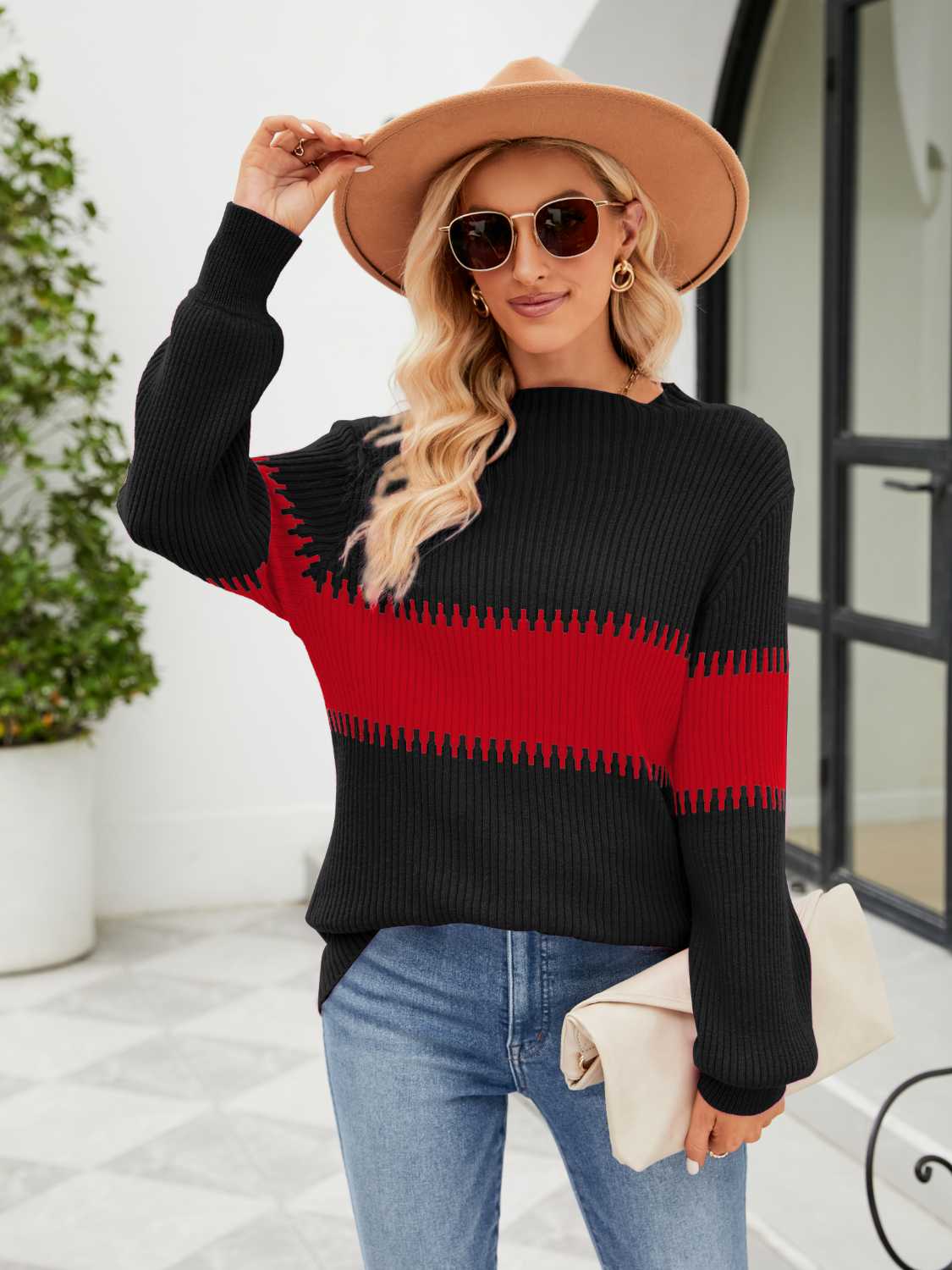 Honeybee Mumford's Contrast Round Neck Sweater