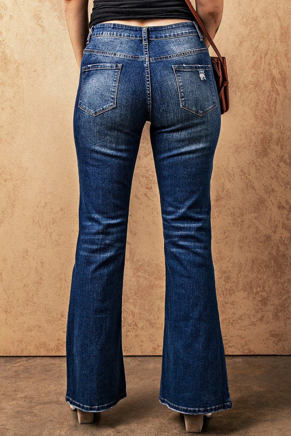 Honeybee Mumford's light or dark blue High Rise Flare Jeans with Pockets