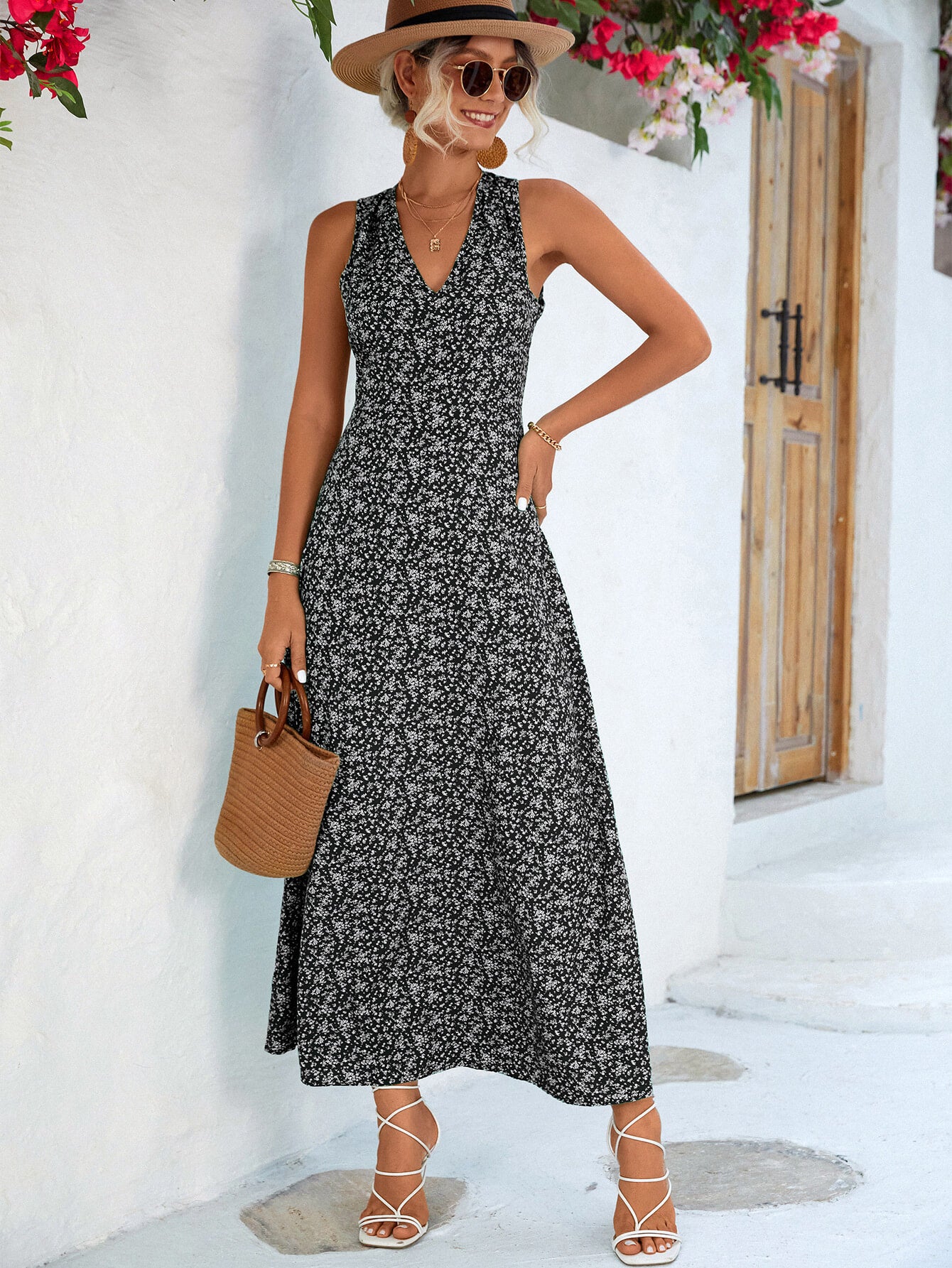 Honeybee Mumford's Open Back Sleeveless Maxi Dress