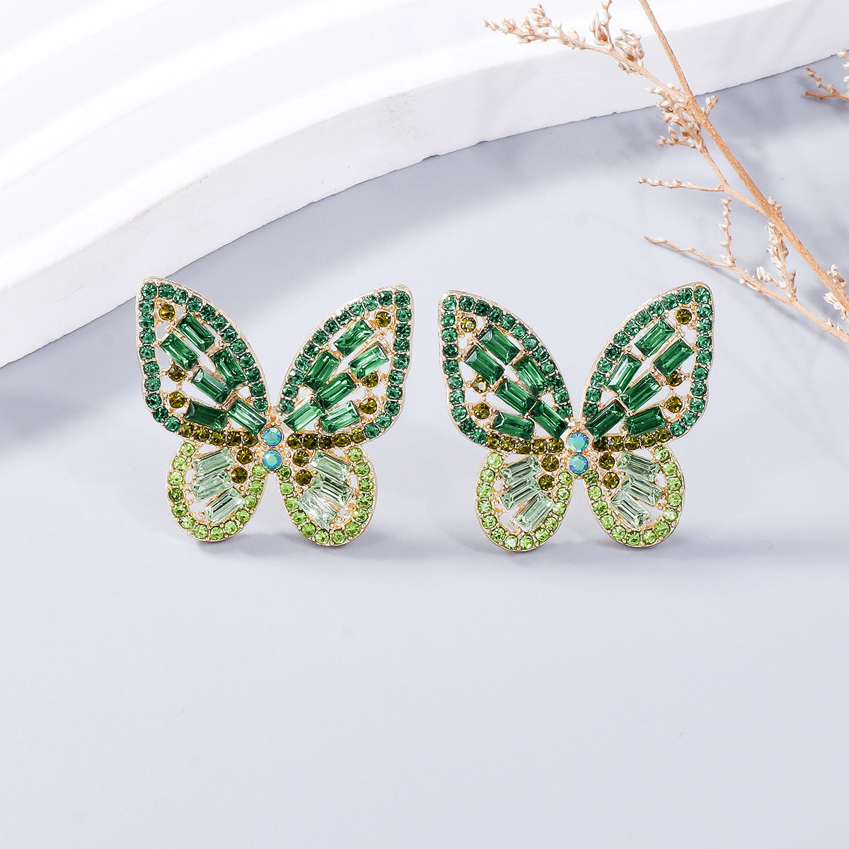 honeybee Mumford's Alloy Rhinestone Butterfly Earrings