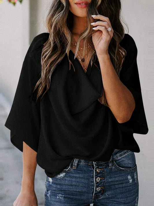 Honeybee Mumford's Cowl Neck Three-Quarter Sleeve Blouse