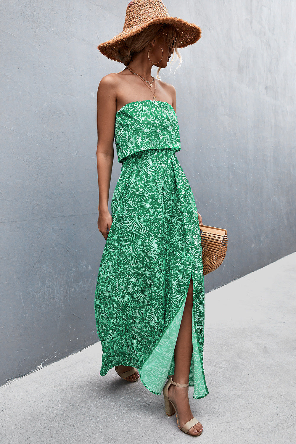 Honeybee Mumford's Strapless Split Maxi Dress