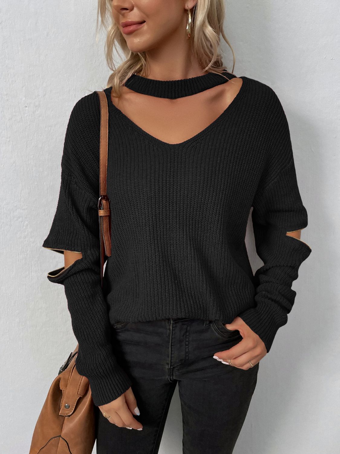 Honeybee Mumford's Cutout Zip Detail Sweater