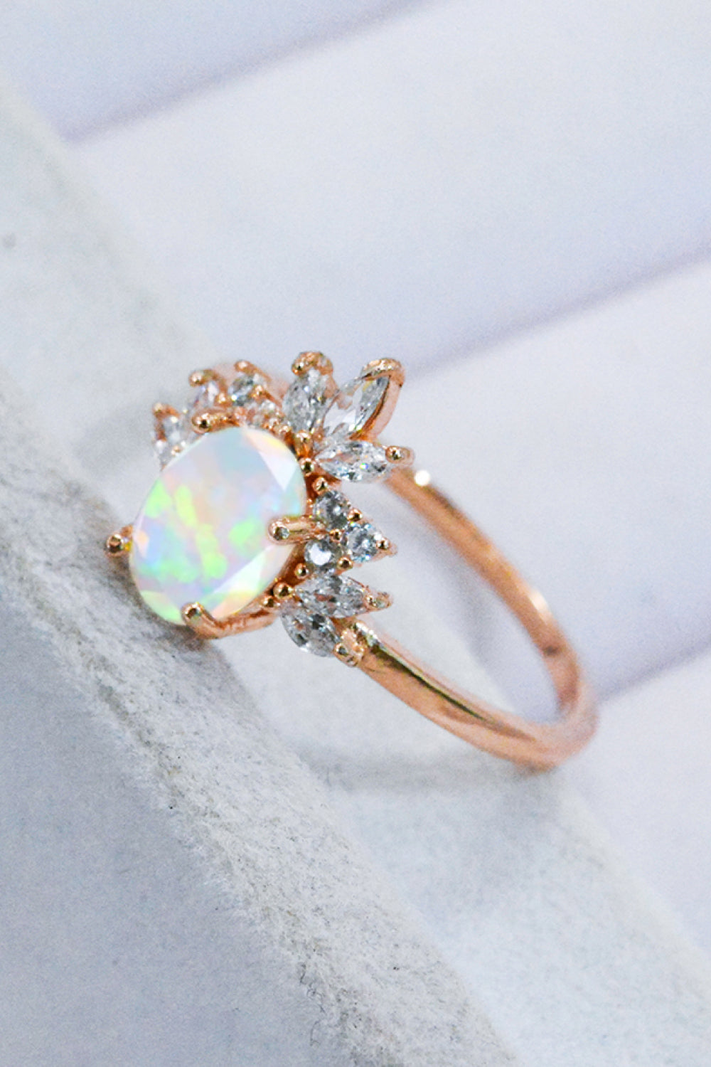 Honeybee Mumford's 18k rose gold-plated polished Sterling Silver Opal Ring