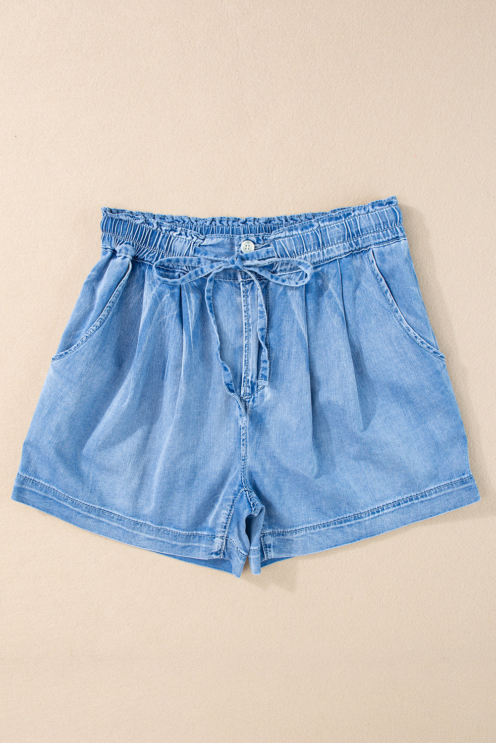 Honeybee Mumford's Beau Blue Casual Chambray Drawstring Shorts