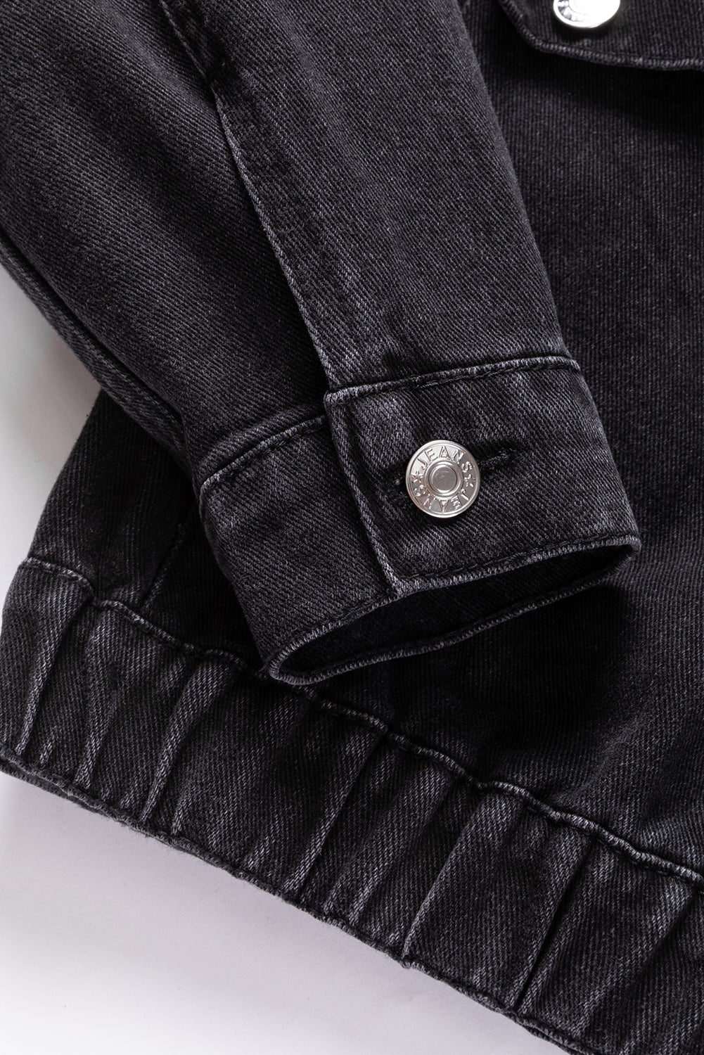 Honeybee Mumford's Black Metal Buttons Flap Pocket Drop Shoulder Denim Jacket