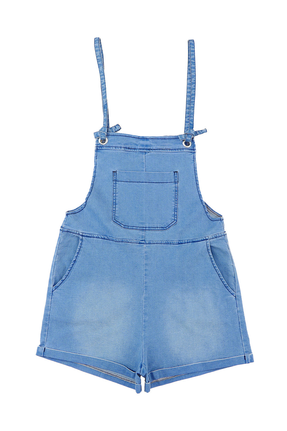 Honeybee Mumford's Sky Blue Grommet Tie Straps Casual Denim Romper