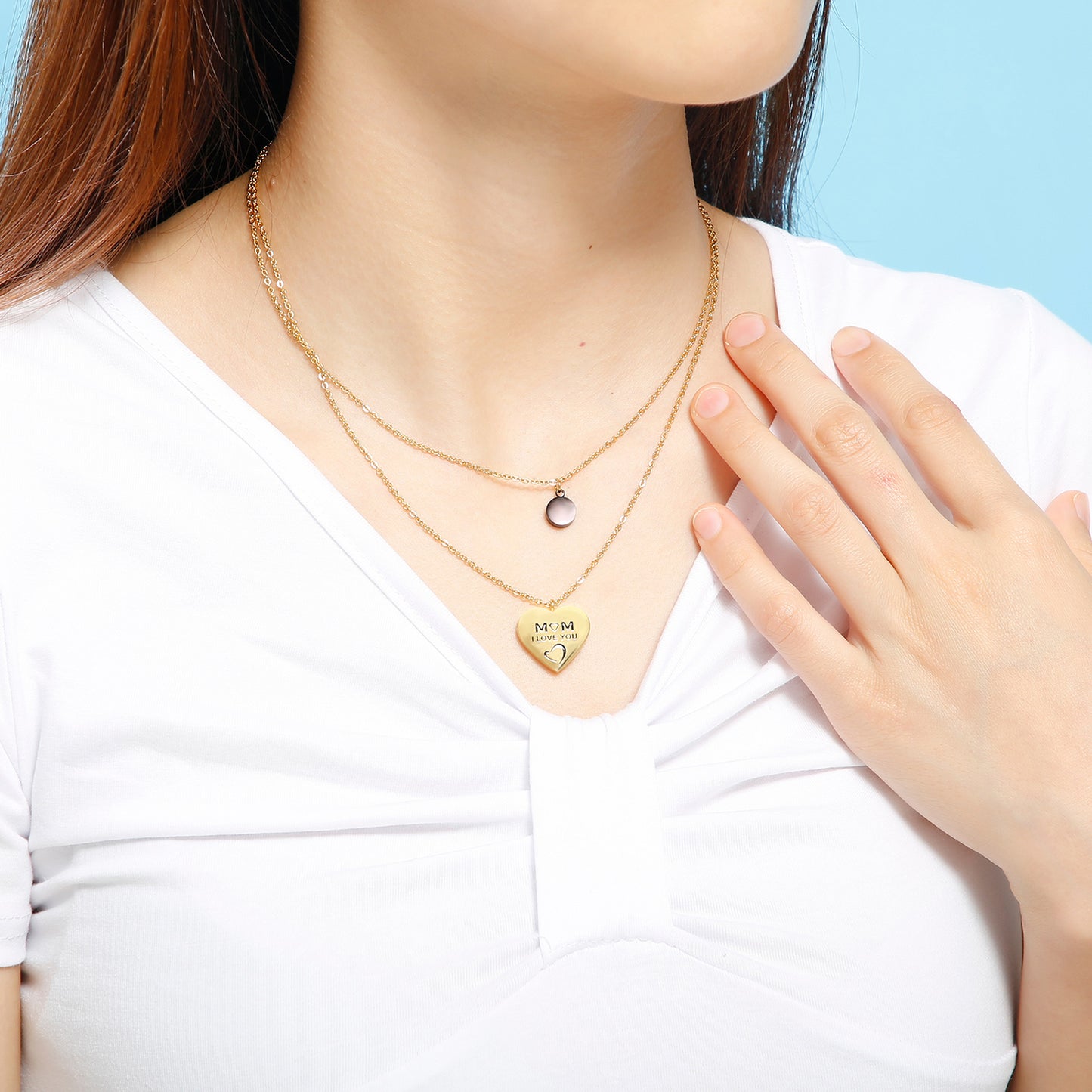 Honeybee Mumford's Double-Layered Heart Pendant Necklace