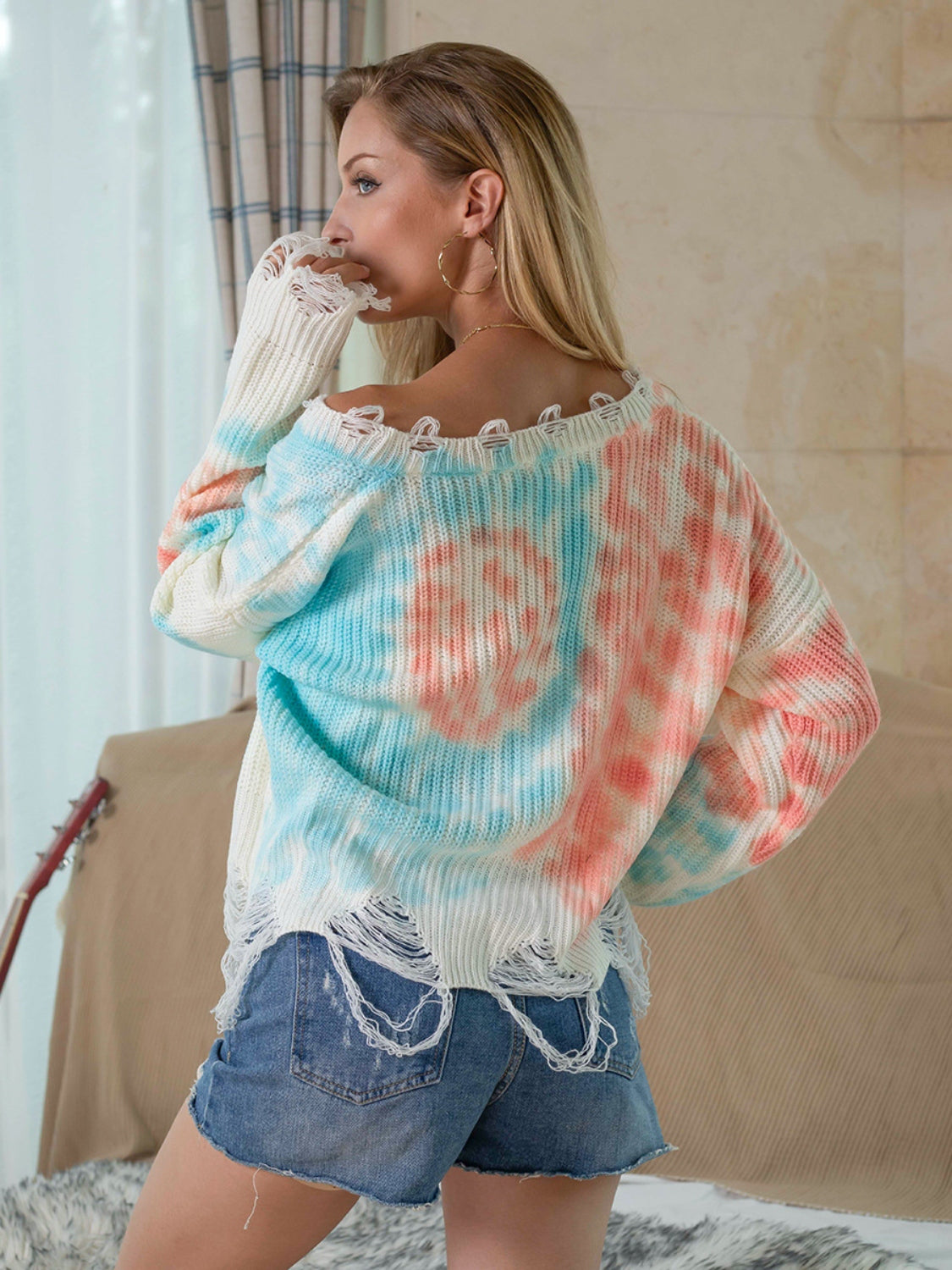 Honeybee Mumford's Tie-Dye V-Neck Long Sleeve Sweater