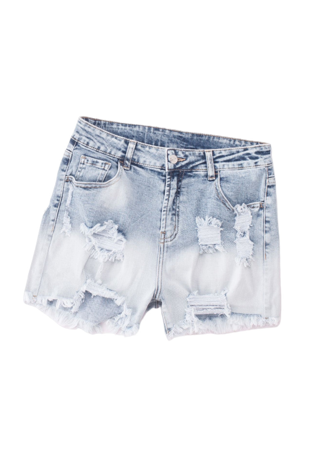 Honeybee Mumford's Sky Blue Bleached Wash Distressed Denim Shorts