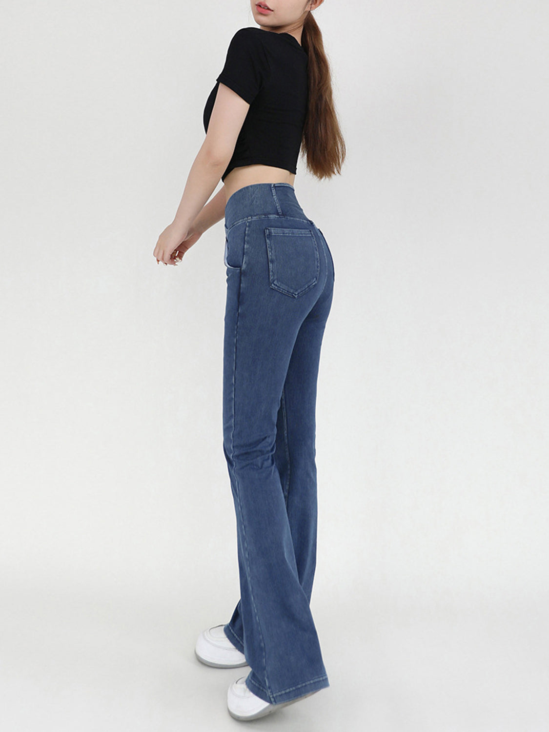 Honeybee Mumford's Wide Waistband Bootcut Jeans with Pockets