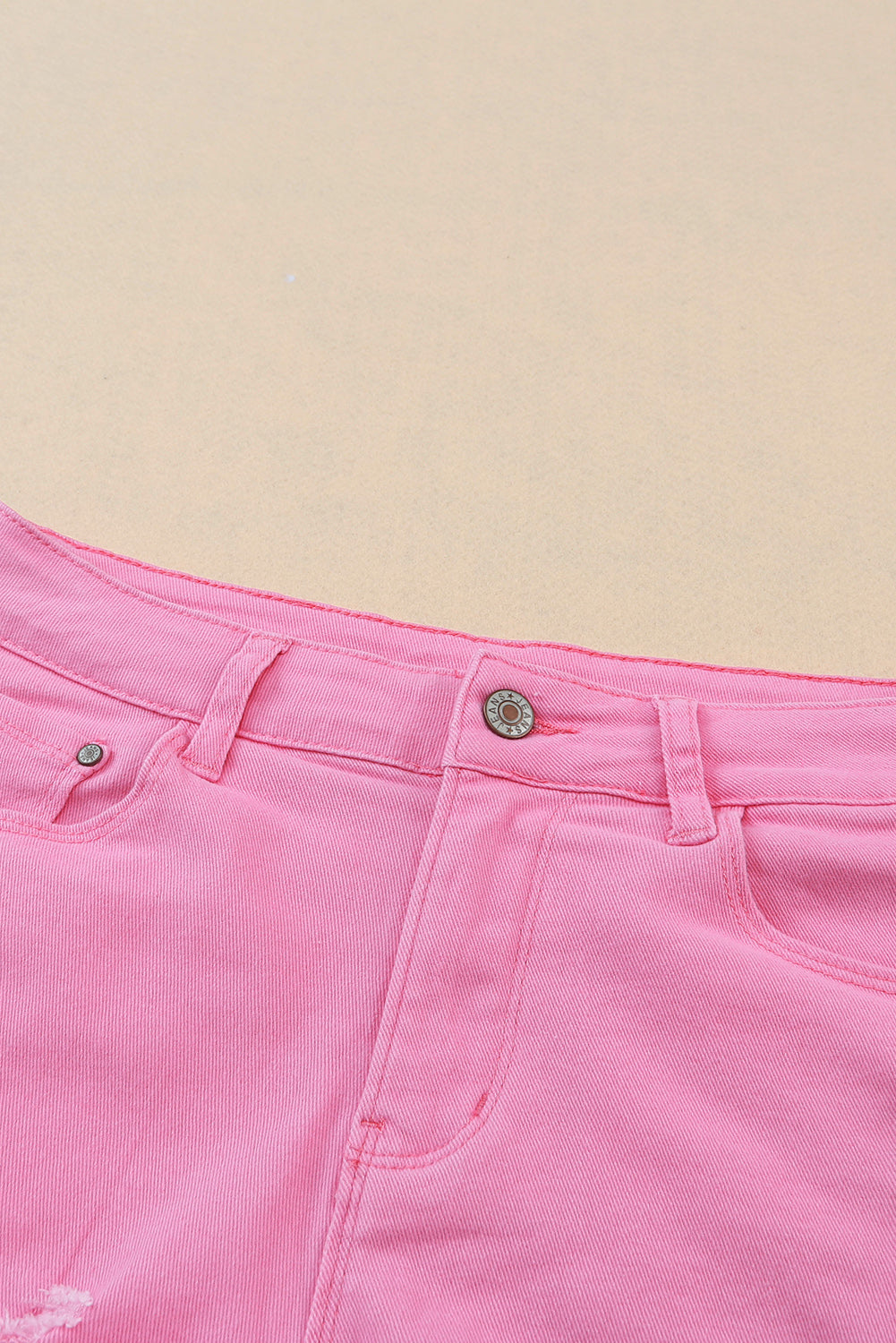 Honeybee Mumford's Rose Solid Color Distressed Denim Shorts