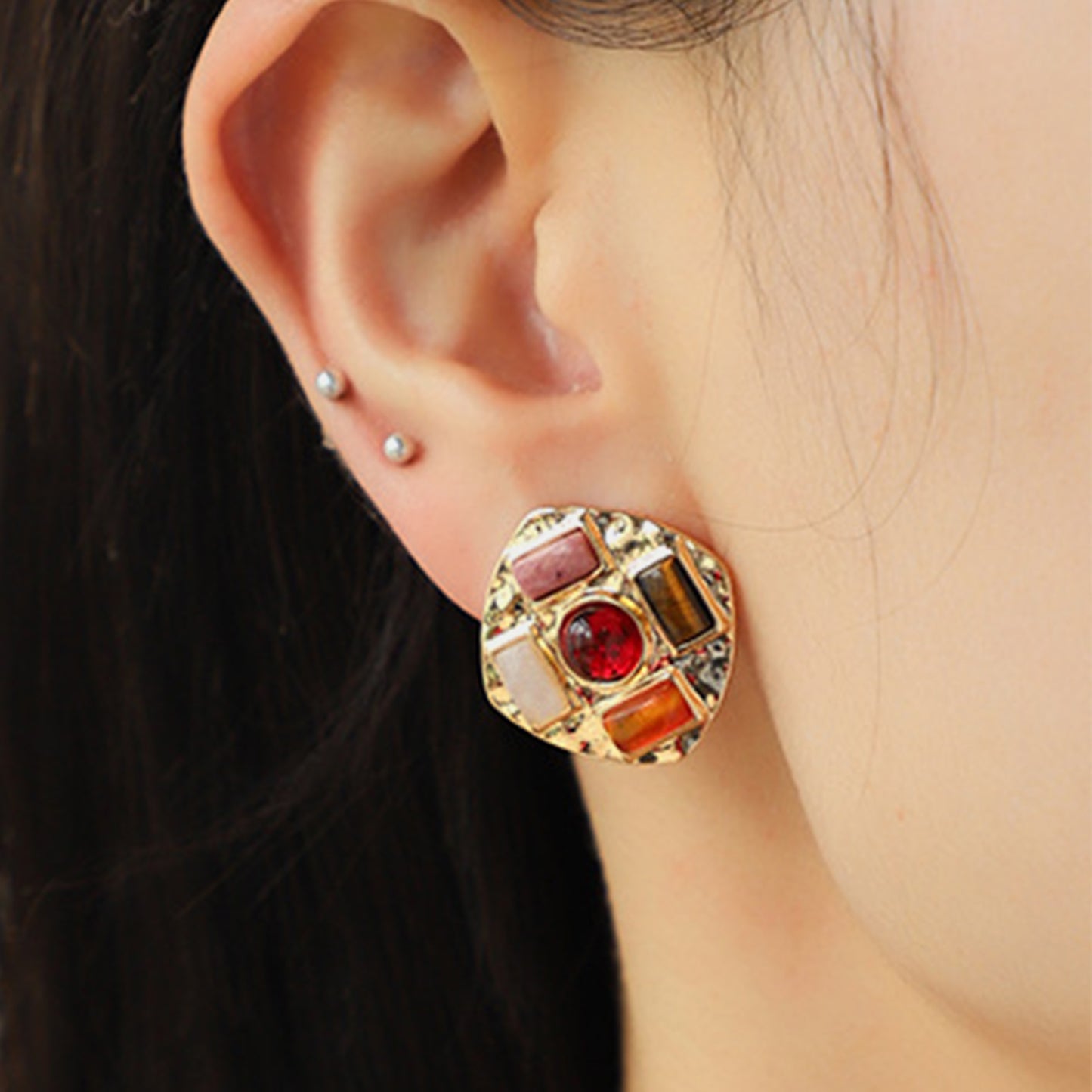 honeybee Mumford's Heart & Geometric Alloy Earrings