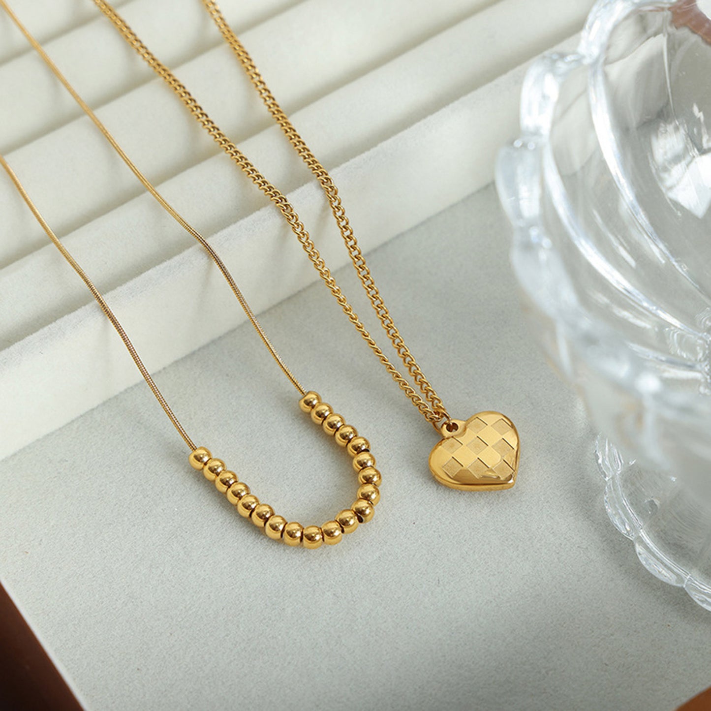 Honeybee Mumford's Heart Pendant Double-Layered Necklace