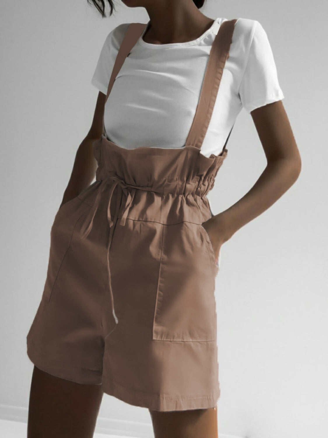 Honeybee Mumford's Drawstring Wide Strap Overalls with Pockets