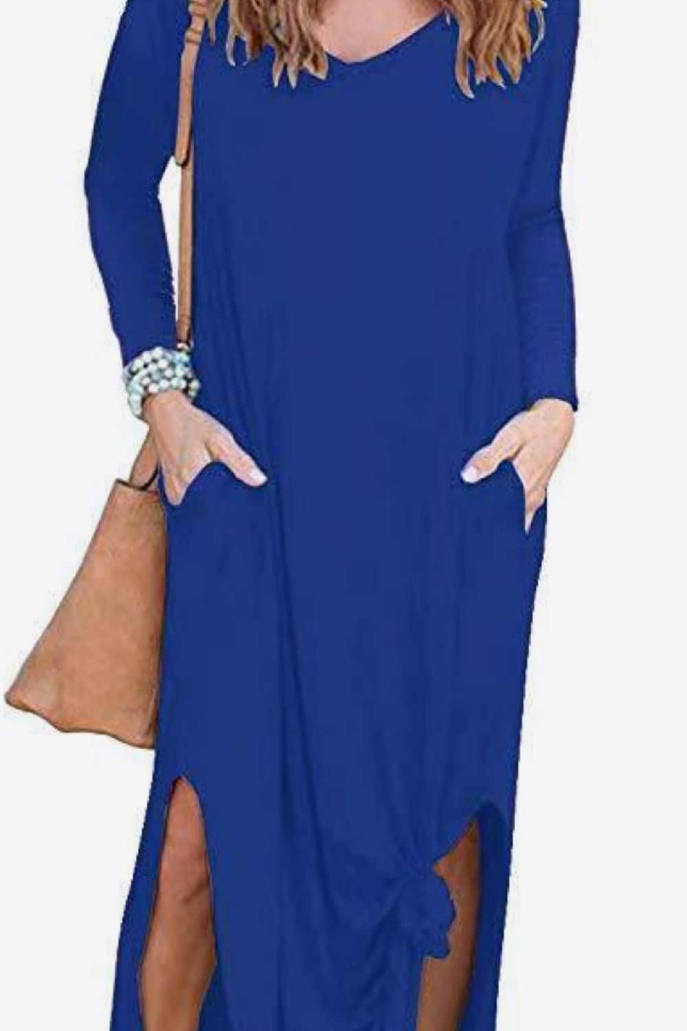 Honeybee Mumford's Split Long Sleeve V-Neck Maxi Dress