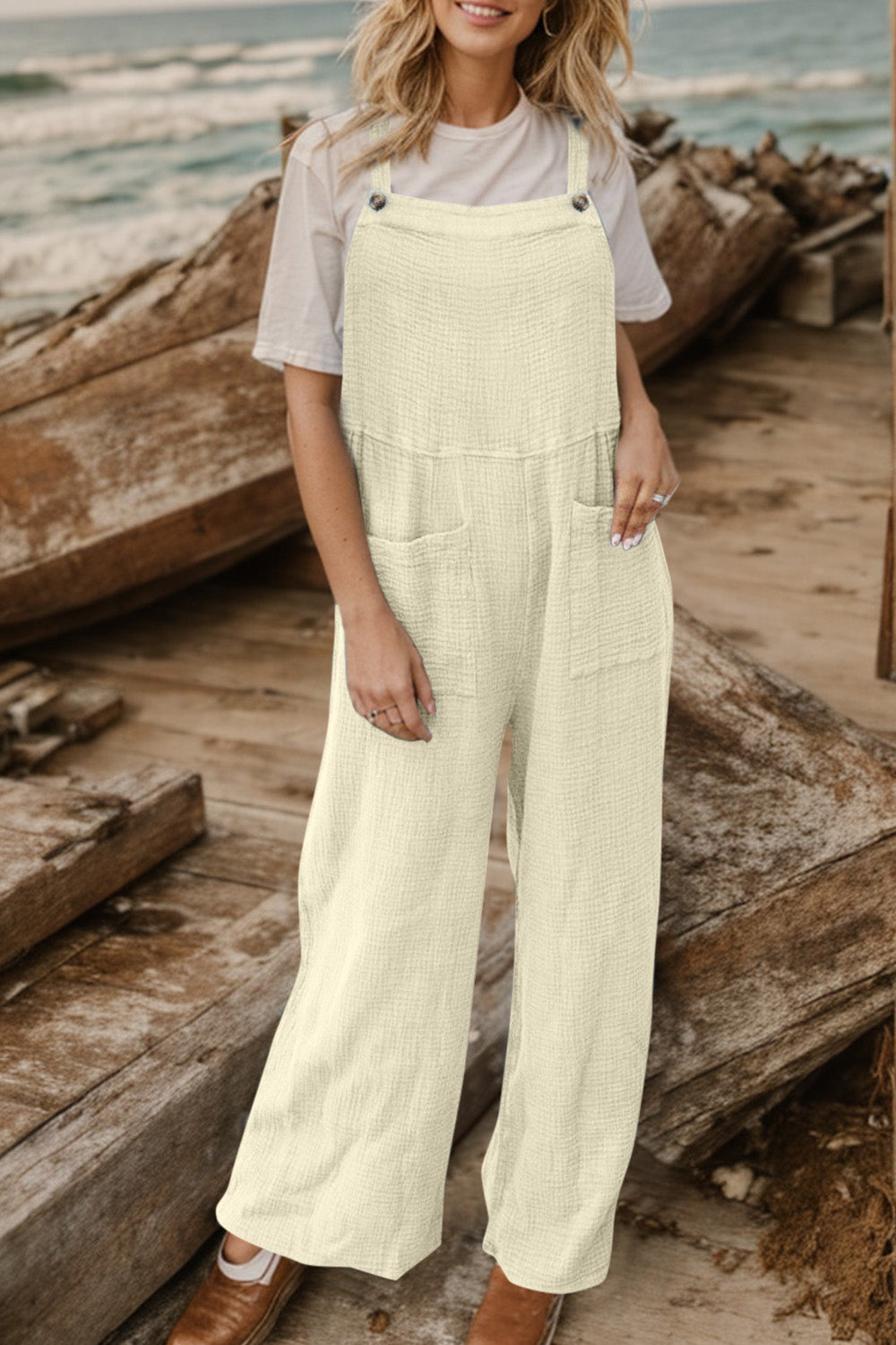 Honeybee Mumford's Full Size Wide Leg Front Pocket Jumpsuit