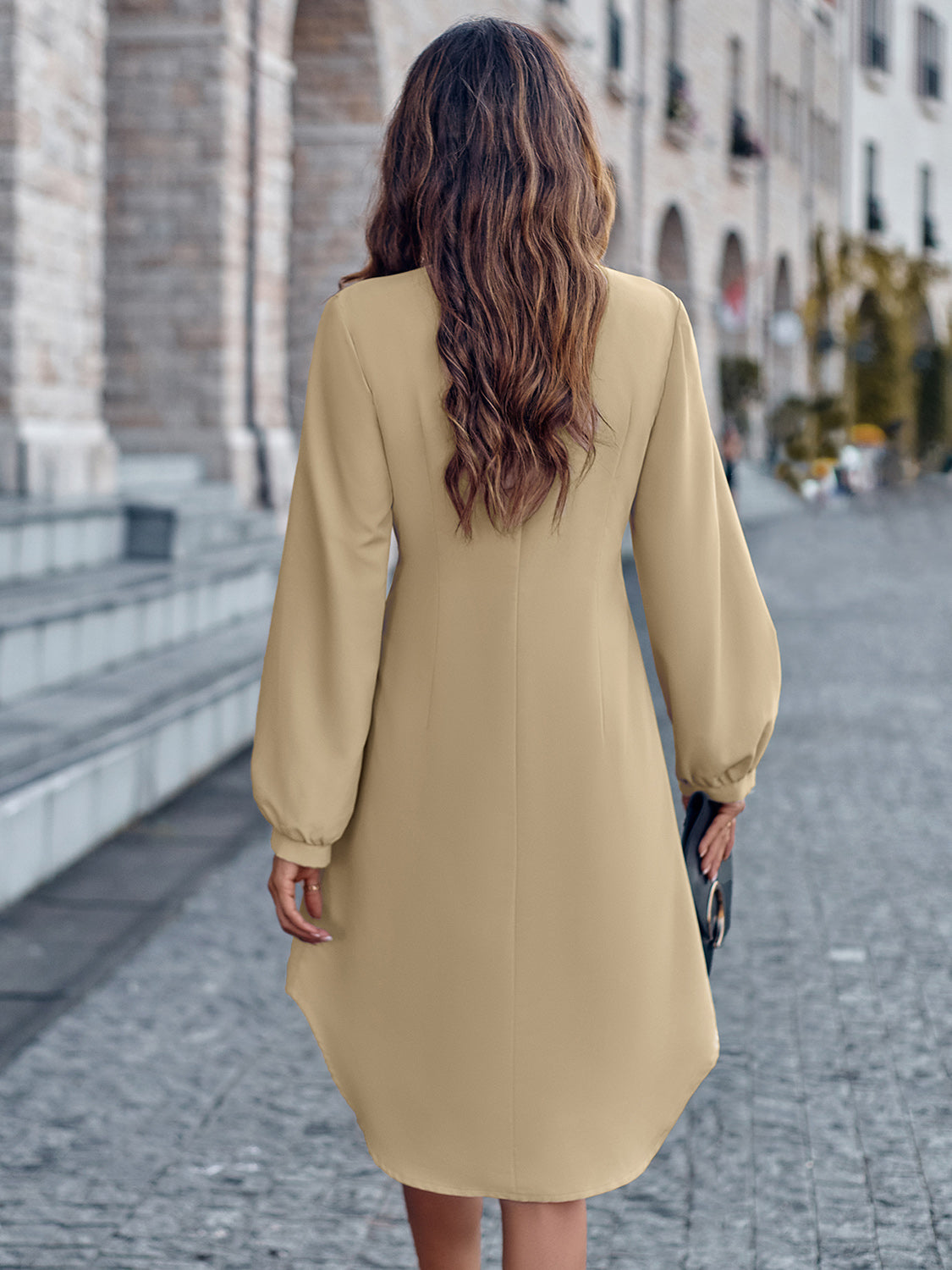 Honeybee Mumford's Notched Neck Long Sleeve Dress