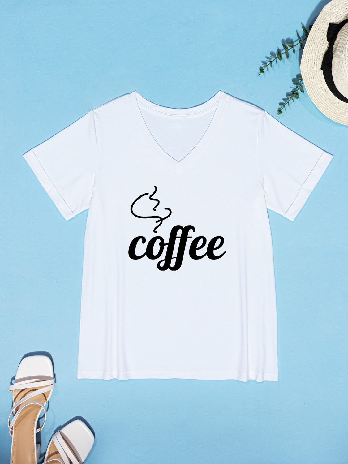 Honeybee Mumford's COFFEE V-Neck Short Sleeve T-Shirt