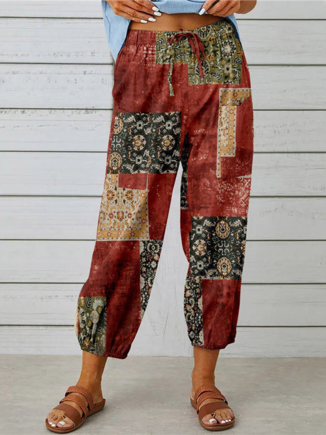 Honeybee Mumford's Printed Tied Cropped Pants