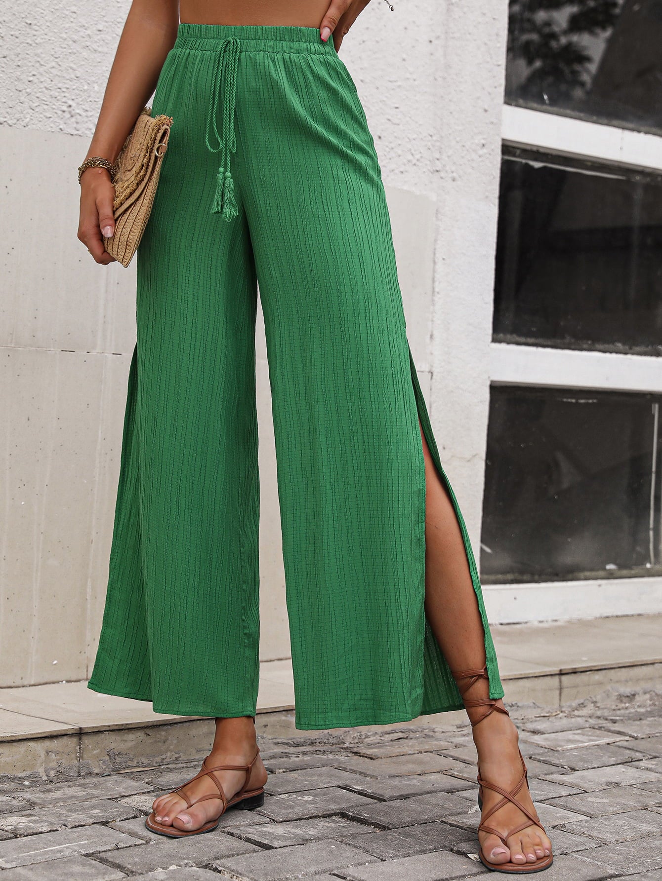 Honeybee Mumford's High Waist Slit Wide Leg Pants