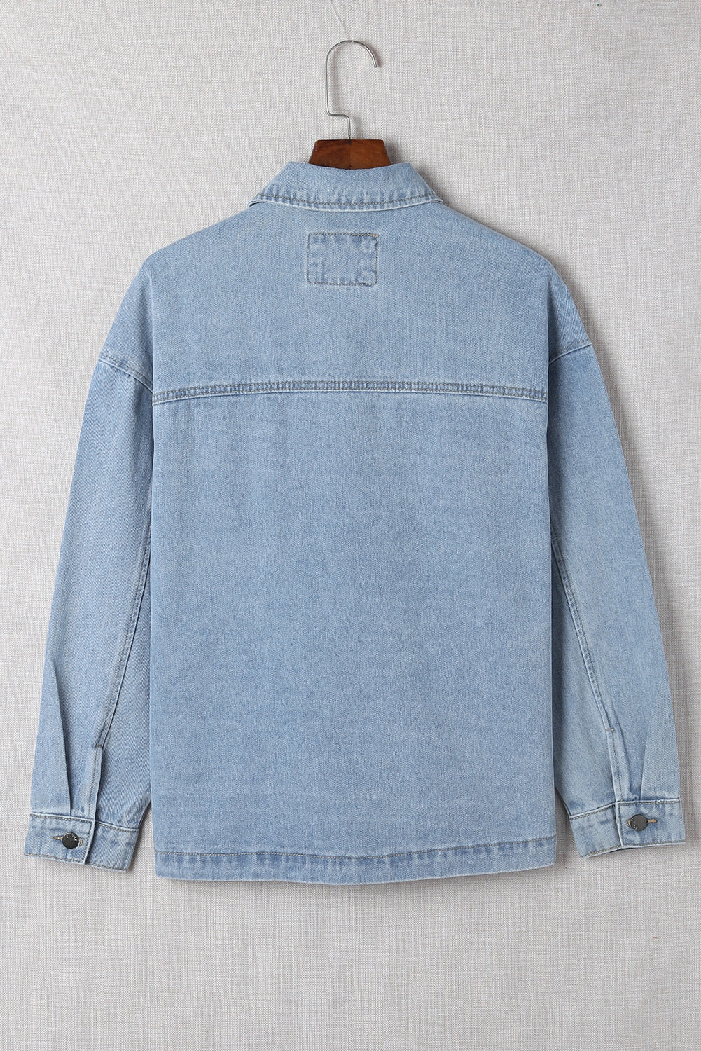 Honeybee Mumford's Sky Blue Acid Wash Flap Pocket Boyfriend Shacket