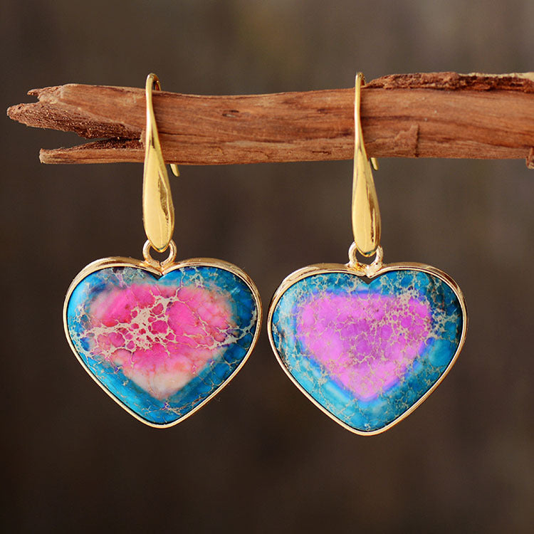 honeybee Mumford's Natural Stone Heart Drop Earrings