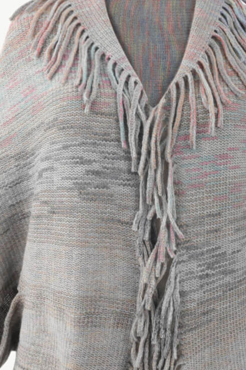 Honeybee Mumford's Multicolored Fringe Trim Poncho