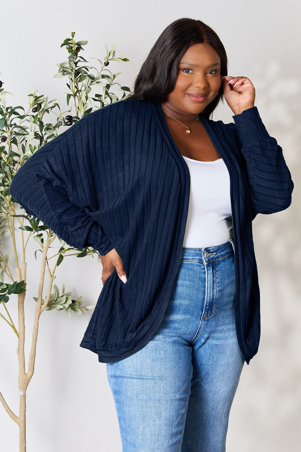 honeybee Mumford's Ribbed Cocoon Cardigan( Black, Khaki, Dark Blue and more )