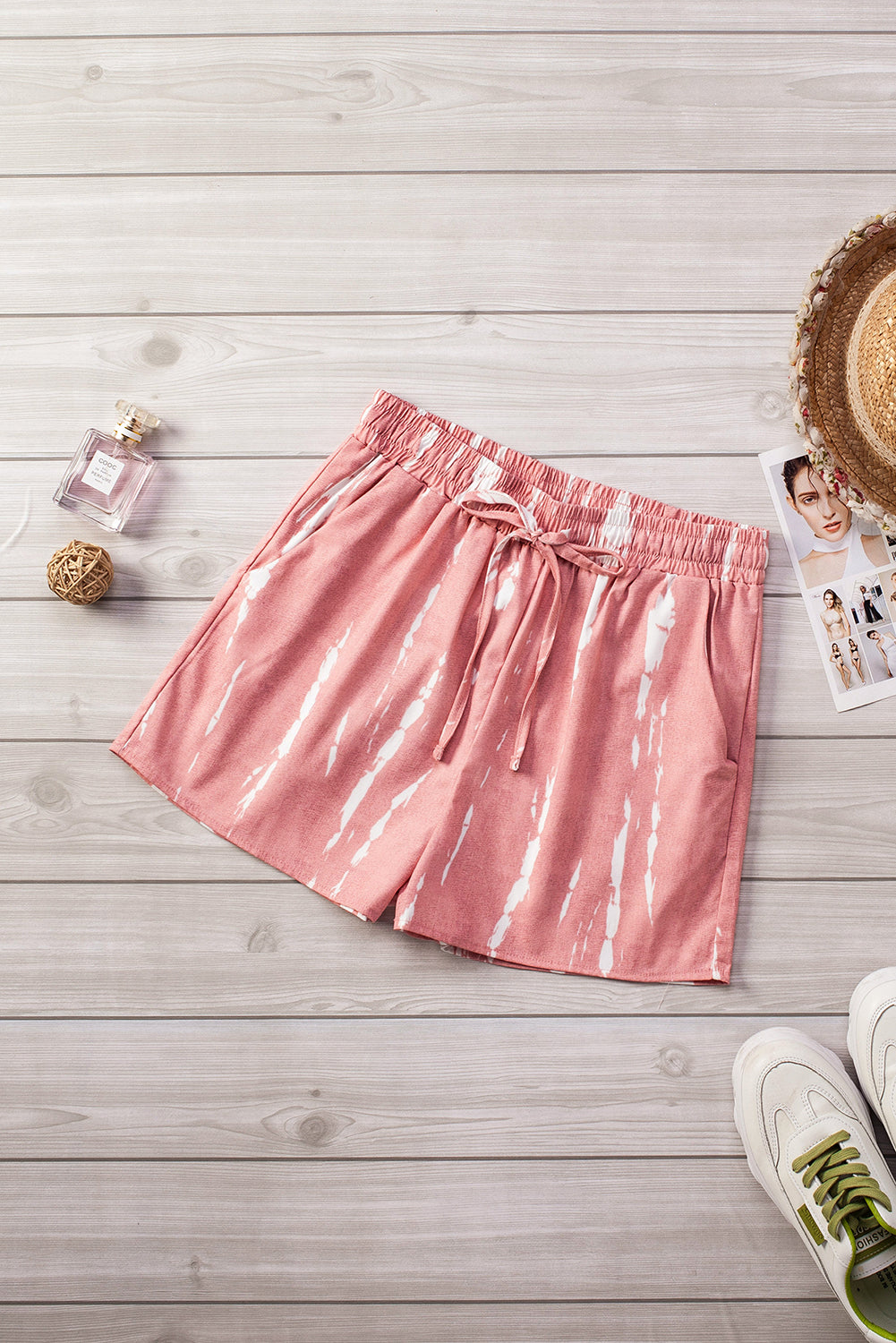 Honeybee Mumford's Pink Tie Dye Drawstring Casual Shorts