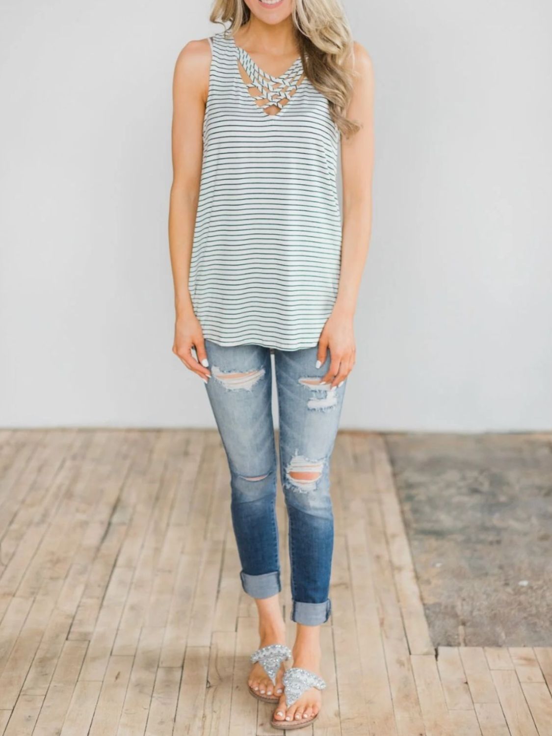 Honeybee Mumford's High-Low Striped Tank