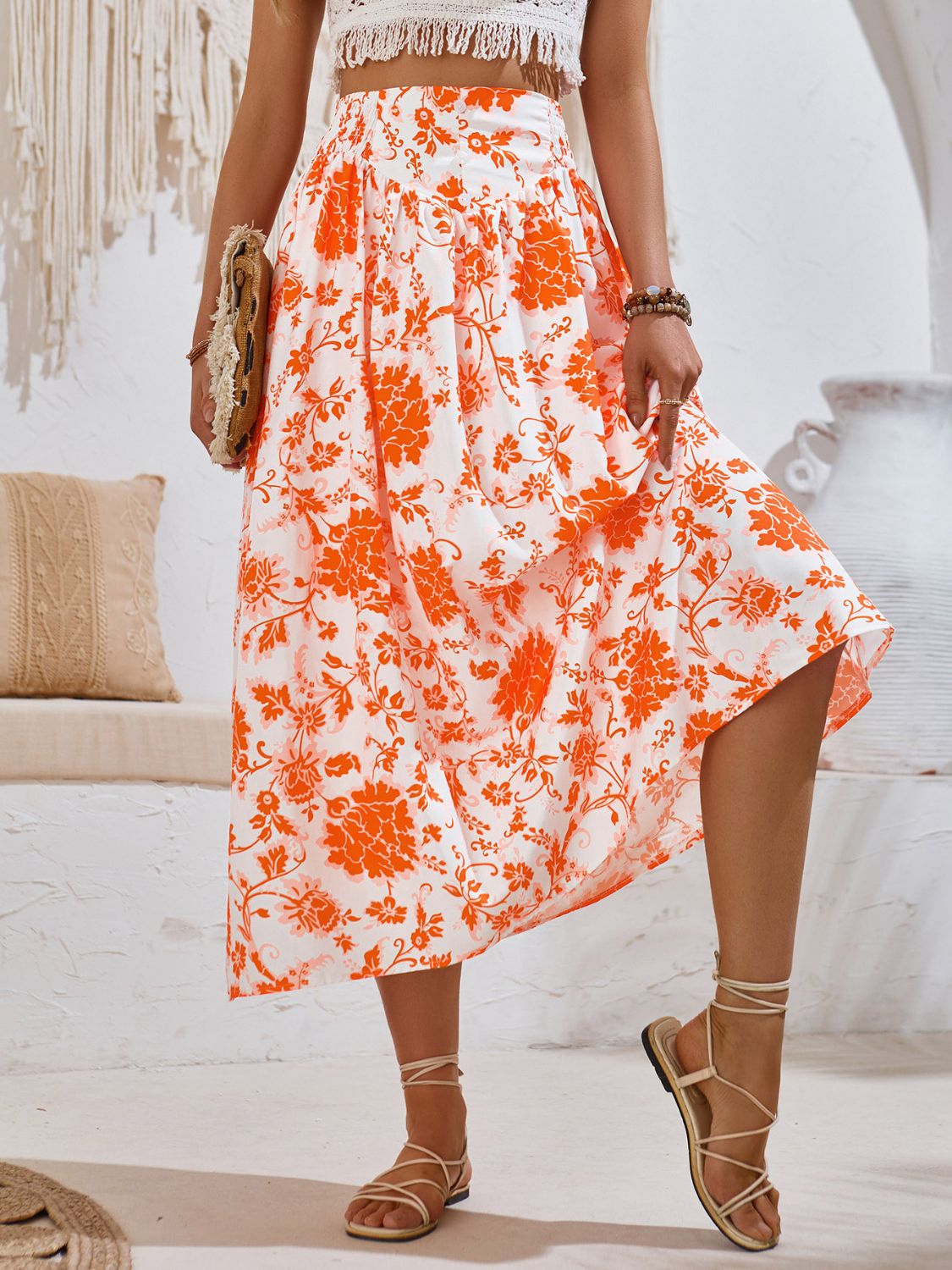 Honeybee Mumford's Printed Elastic Waist Midi Skirt