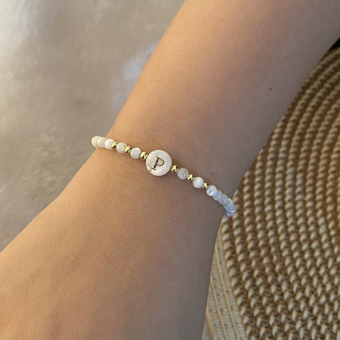 Honeybee Mumford's Shell Letter Bead Bracelet