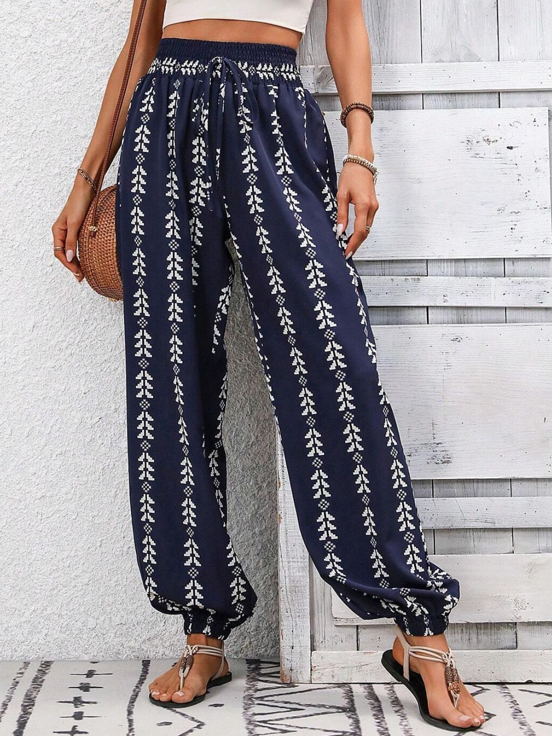 Honeybee Mumford's Tied Printed High Waist Pants