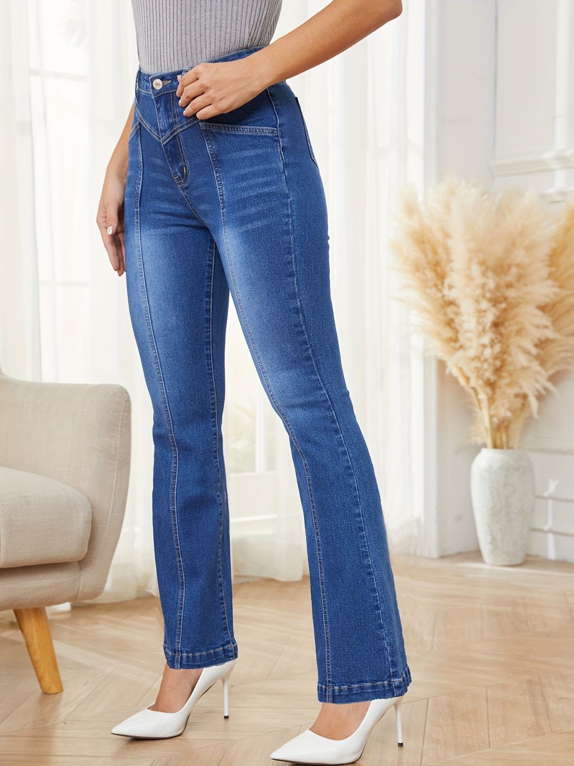 Honeybee Mumford's High Waist Bootcut Jeans with Pockets