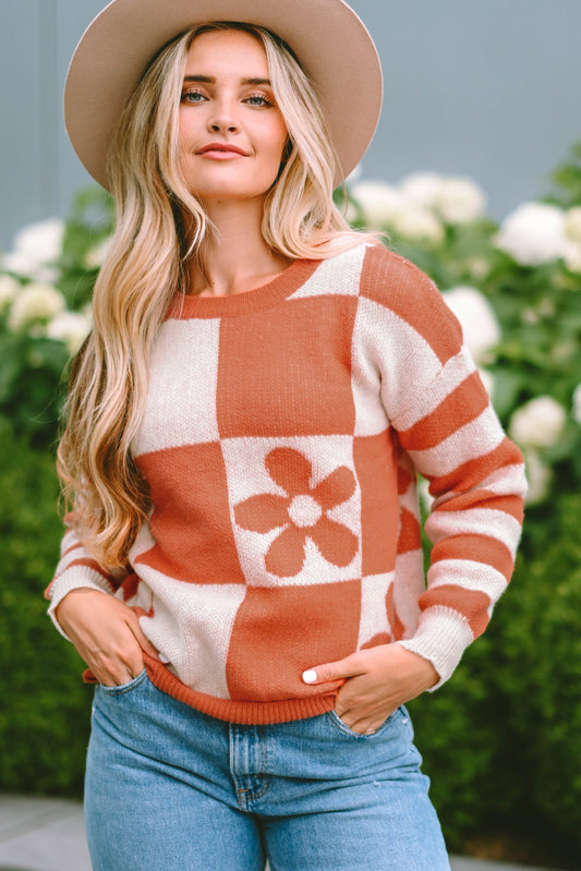 Honeybee Mumford's Contrast Round Neck Long Sleeve Sweater