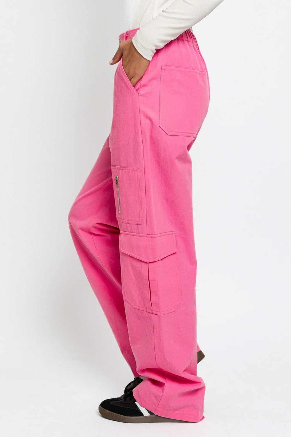 Honeybee Mumford's High Waisted Wide Leg Cargo Pants with Pockets