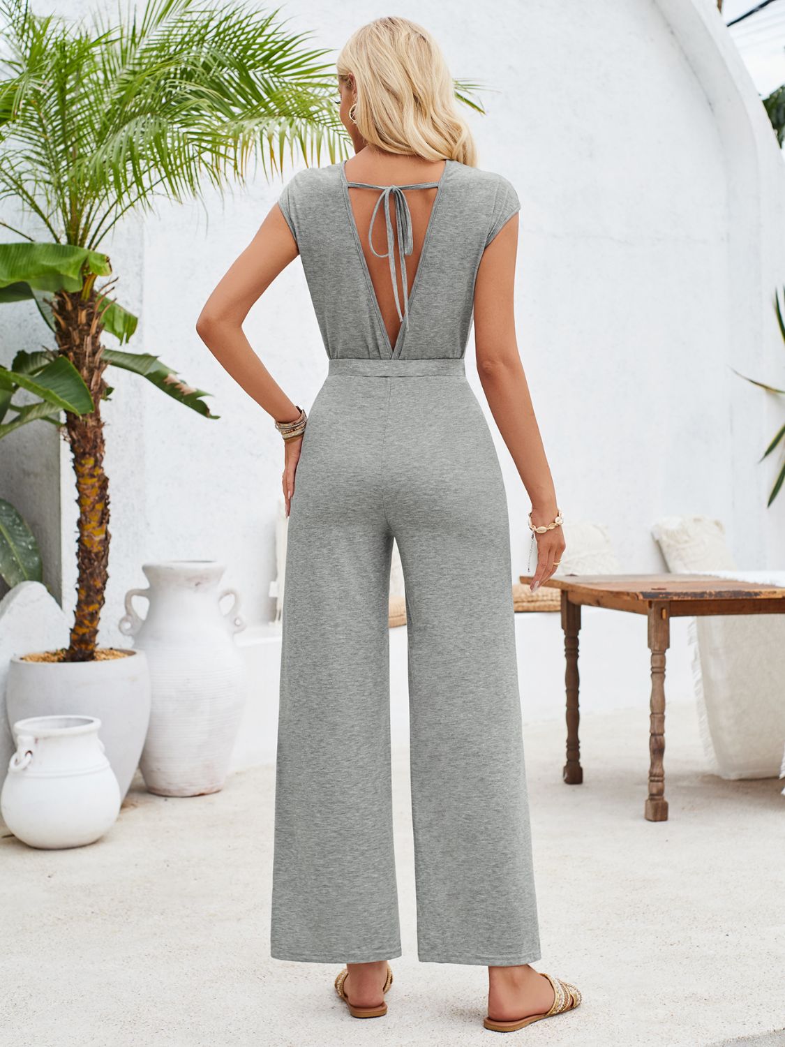 Honeybee Mumford's Twisted Round Neck Cap Sleeve Jumpsuit