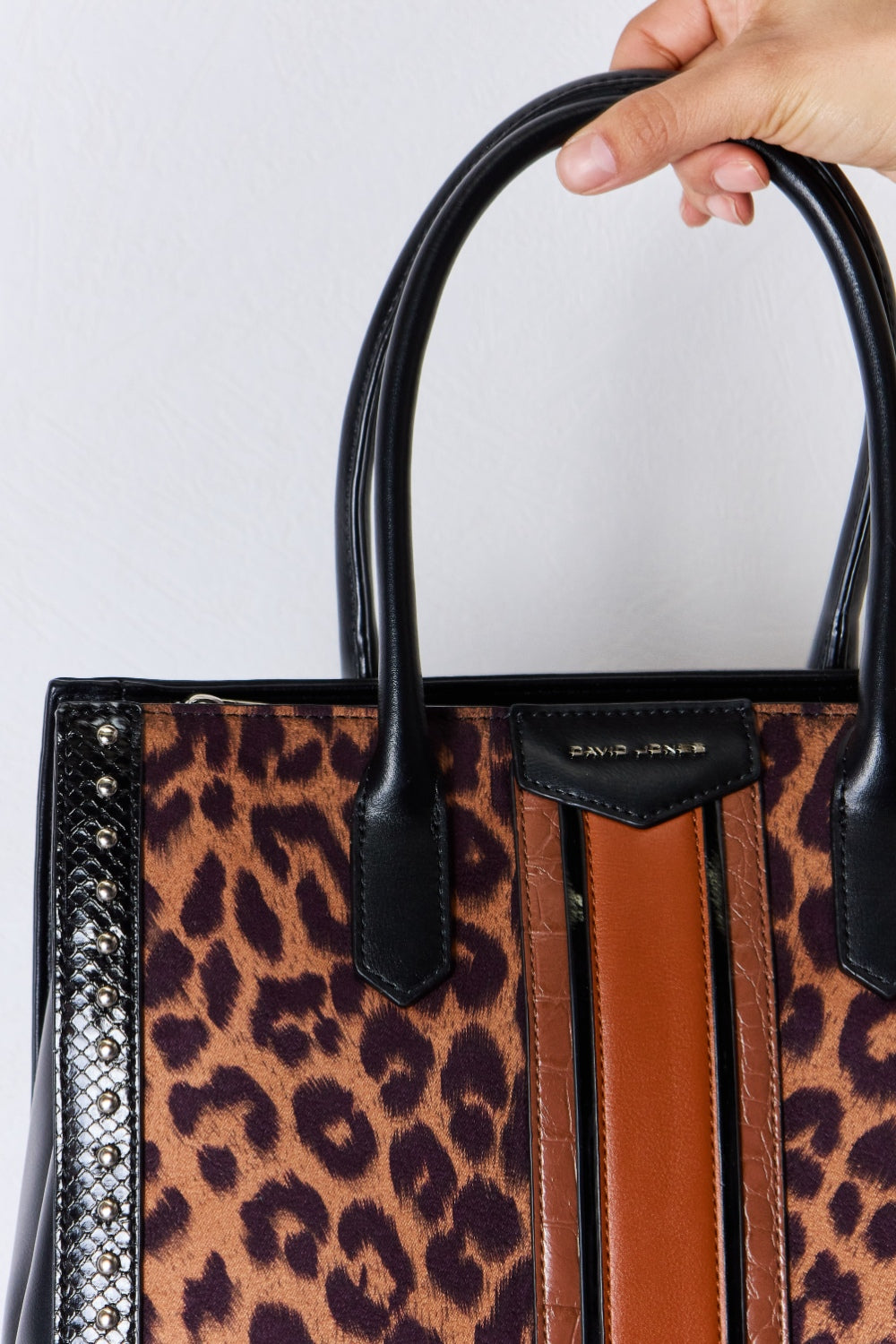 Honeybee Mumford's David Jones Leopard Contrast Rivet Handbag