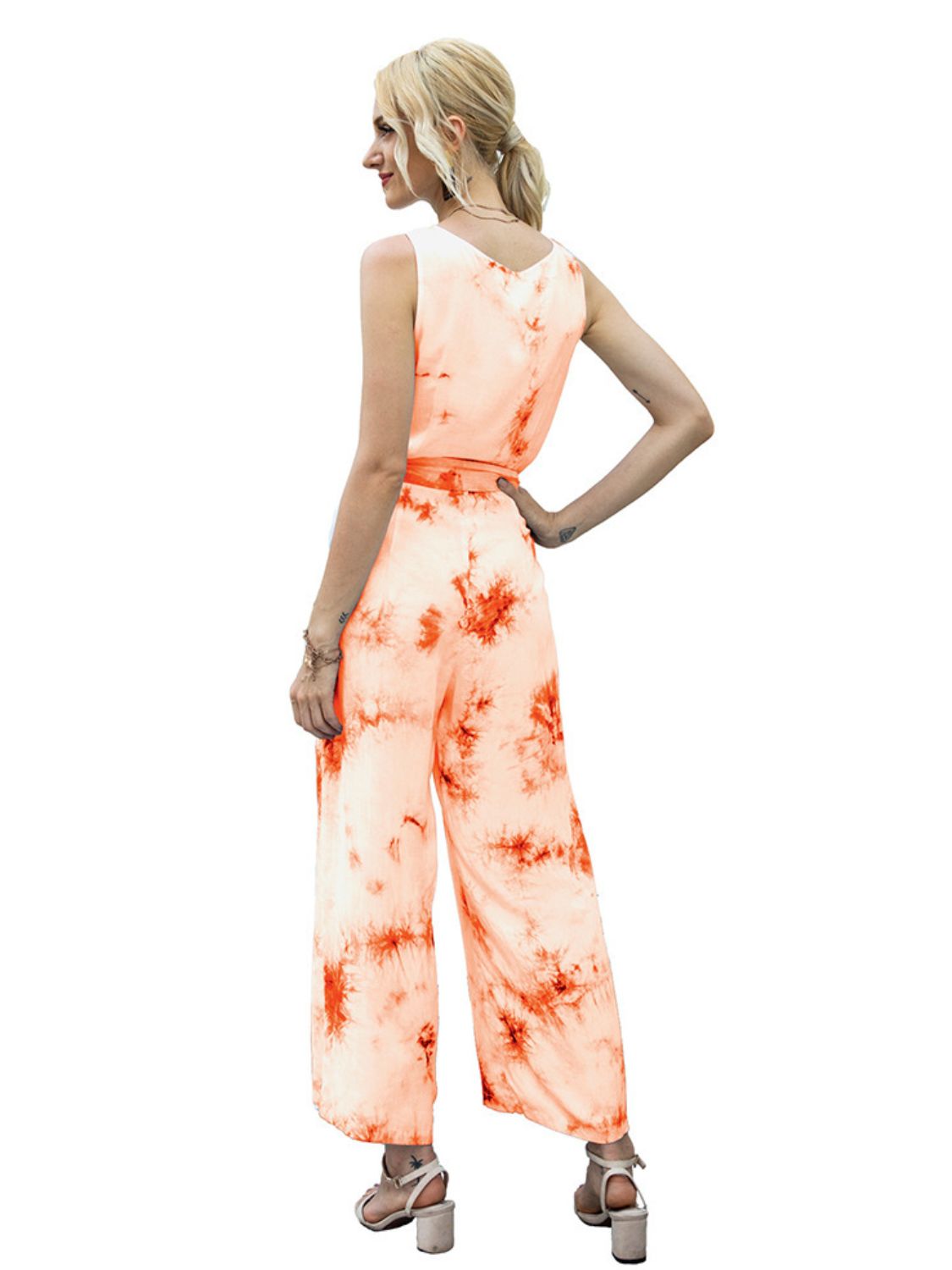 Honeybee Mumford's Tie-Dye Tie Waist Sleeveless Jumpsuit