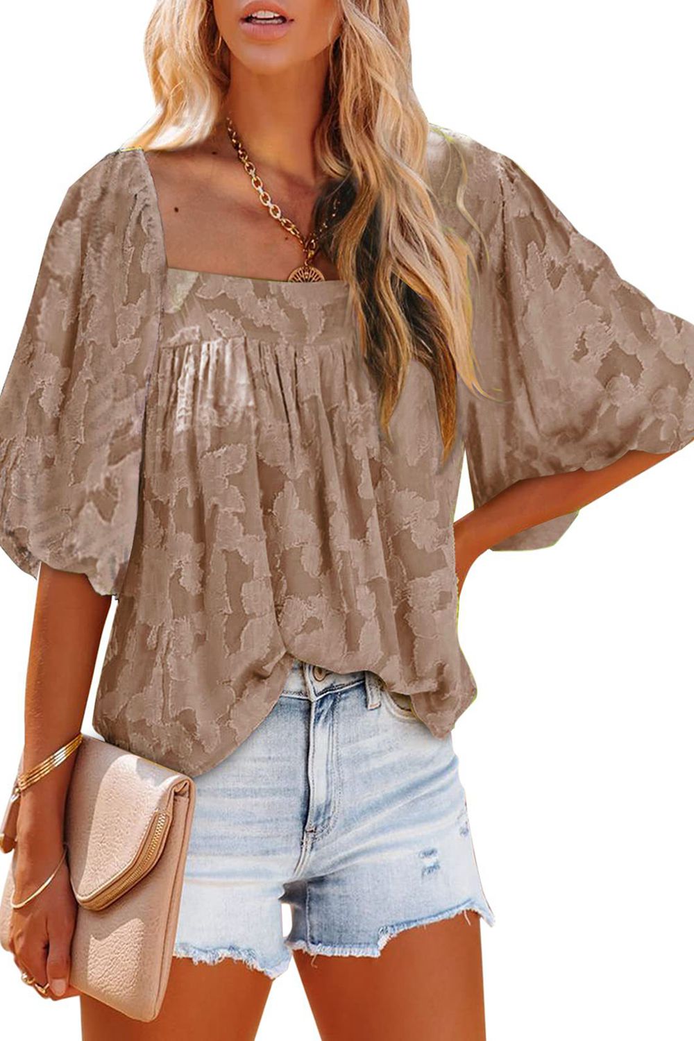 Honeybee Mumford's Square Neck Puff Sleeve Blouse