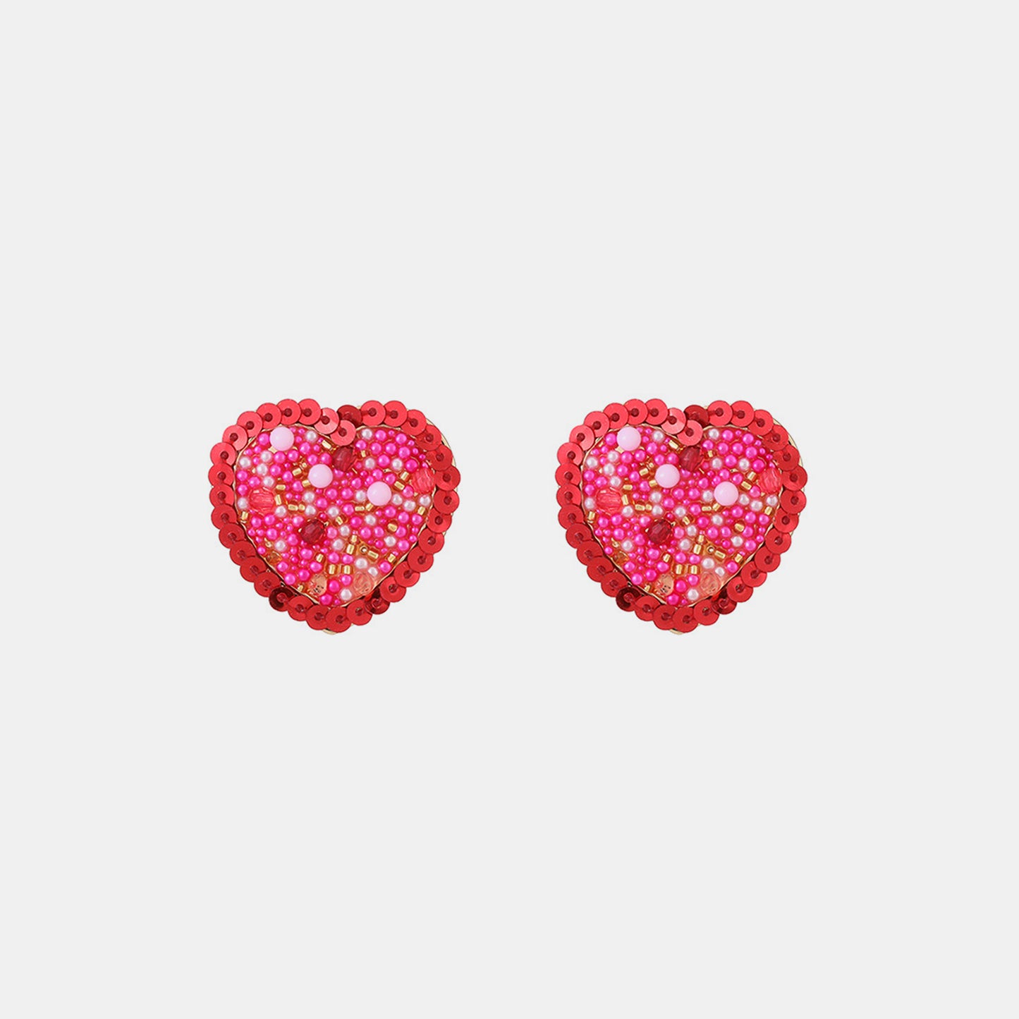 honeybee Mumford's Sequin Heart Inlaid Bead Alloy Earrings