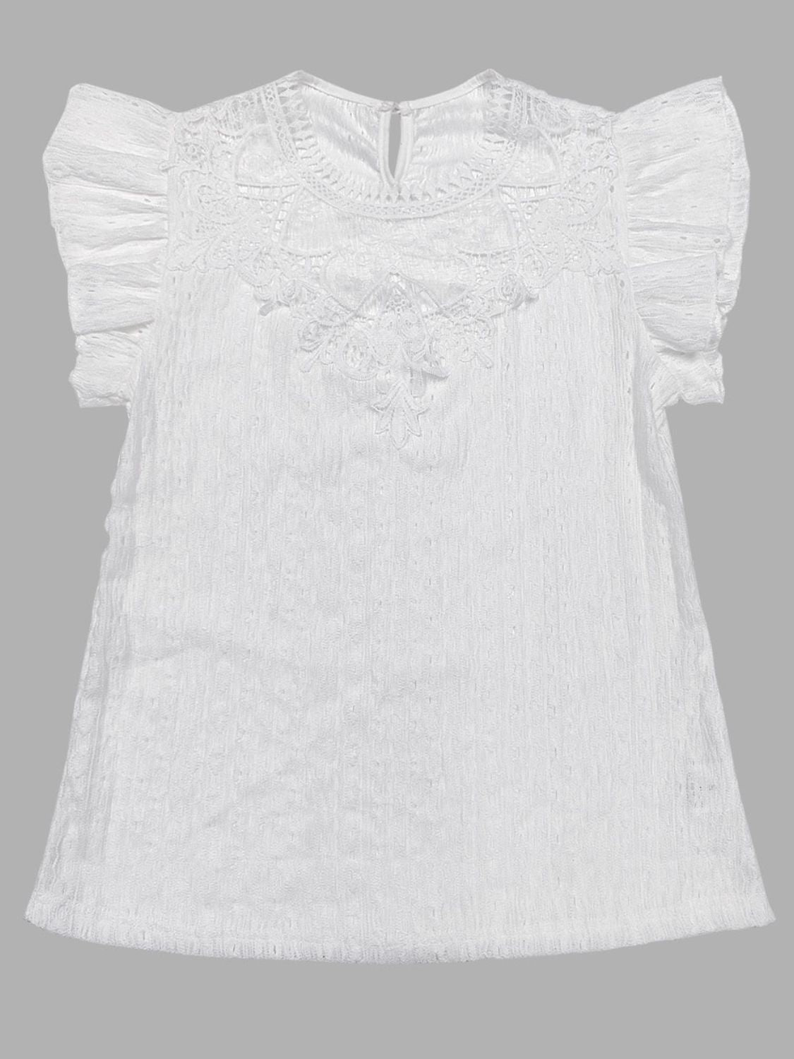 Honeybee Mumford's Lace Detail Eyelet Cap Sleeve Blouse