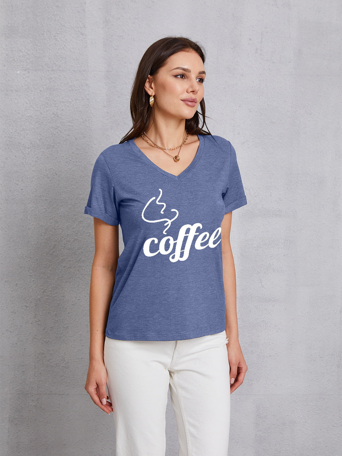 Honeybee Mumford's COFFEE V-Neck Short Sleeve T-Shirt